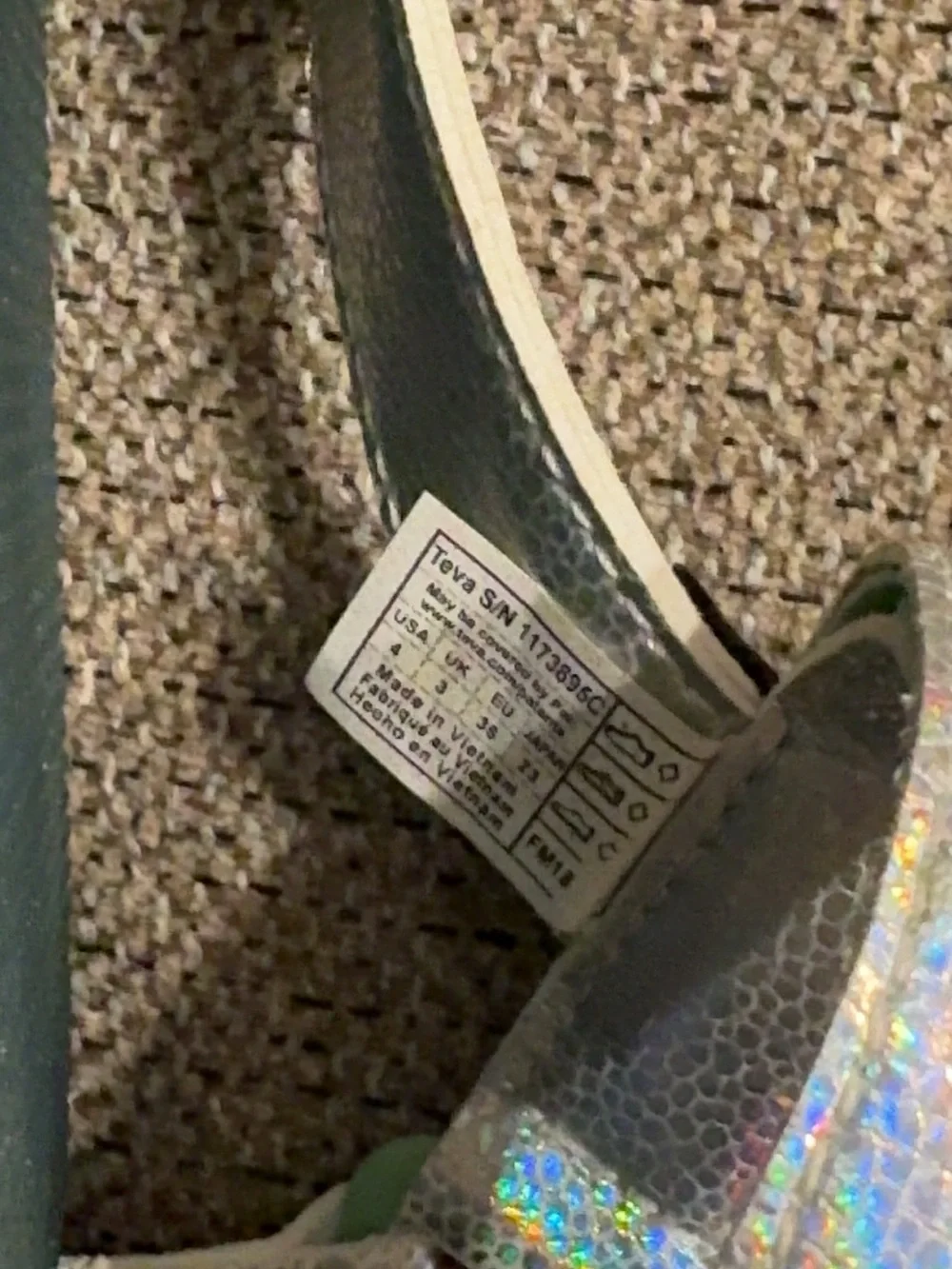 Teva Kids Iridescent Strap Sandals with Dark Green Footbed